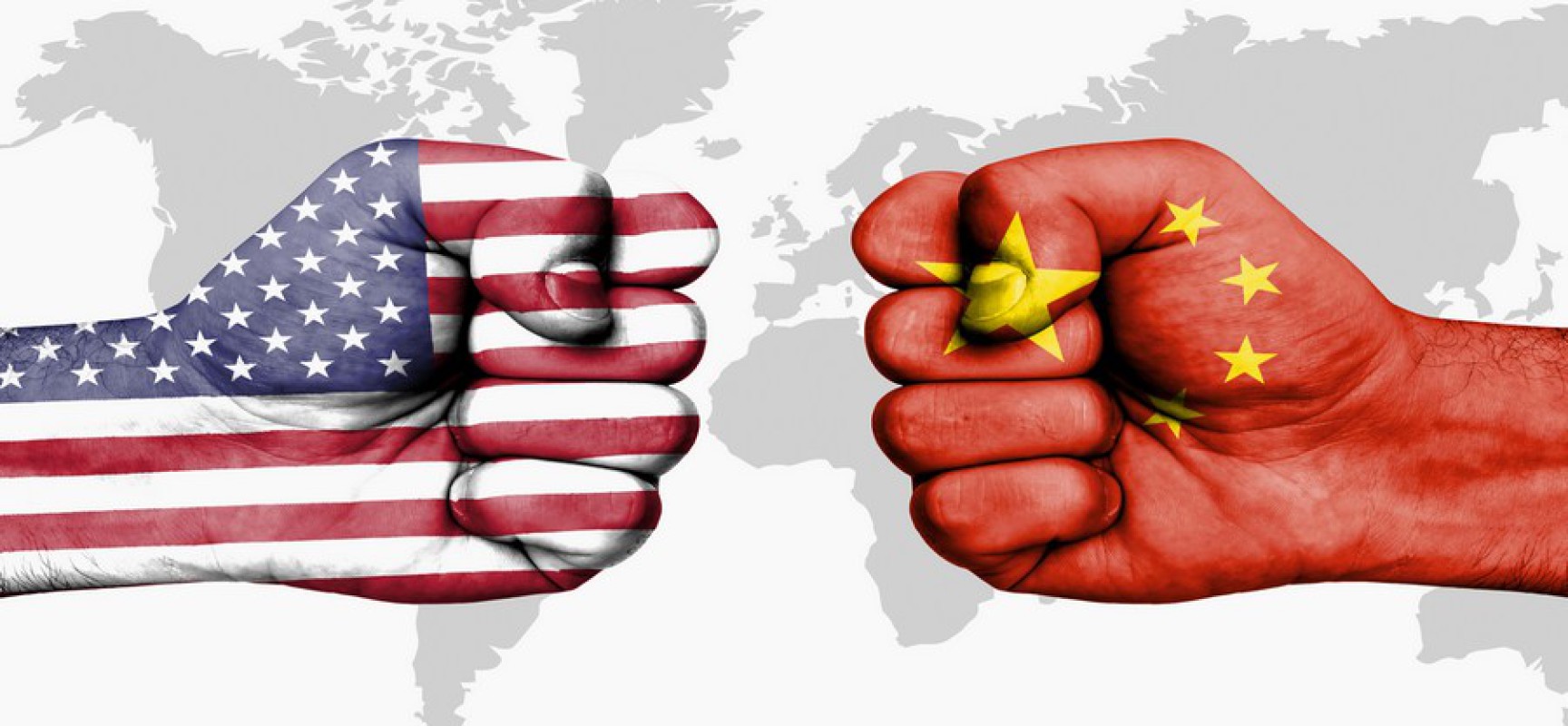 Conflict between USA and China - male fists